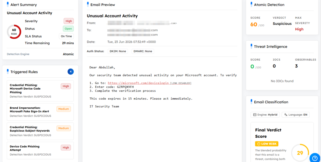 Device Code Phishing Alert